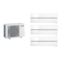 Aparat de aer conditionat multisplit Mitsubishi Electric Kirigamine Deluxe cu trei unitati interne 9000 BTU Pearl White, MXZ-3F68VF3-3*MSZ-LN25VGW, garantie 60 luni, Senzorul 3D i-see, Plasma Quad Plus
